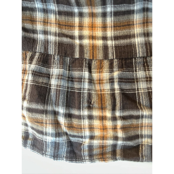 Vintage 90s Free People Women's Plaid Long Sleeve Babydoll Top Brown&Black Sz 8 - Picture 4 of 4